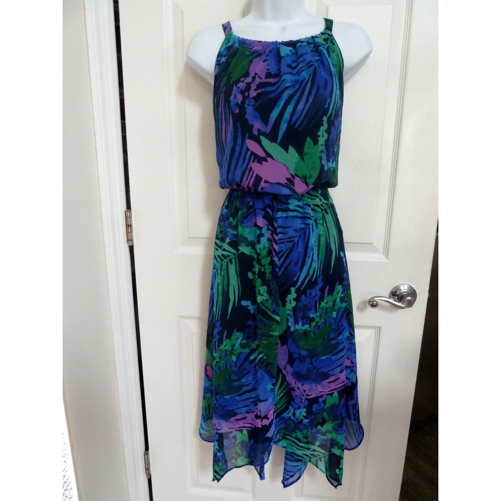 NWOT LANE BRYANT Sz 14 Midi Sundress Hankerchief Hem Lined Feminine Flowy